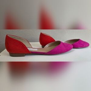Indigo Two-Tone Pink and Red D'Orsay Flats